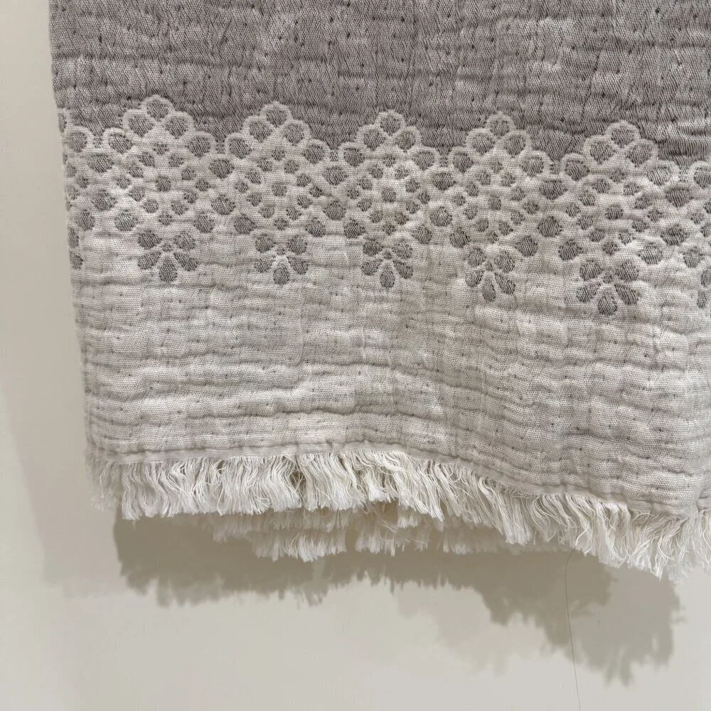Piscatexil Staggered Drops Throw Blanket Neutral Gray/Creme